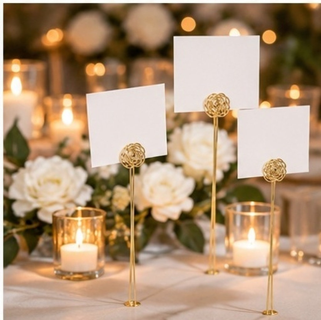 Table Number Gold - 30 stuks elegante gouden bloemmotieven kaarthouders