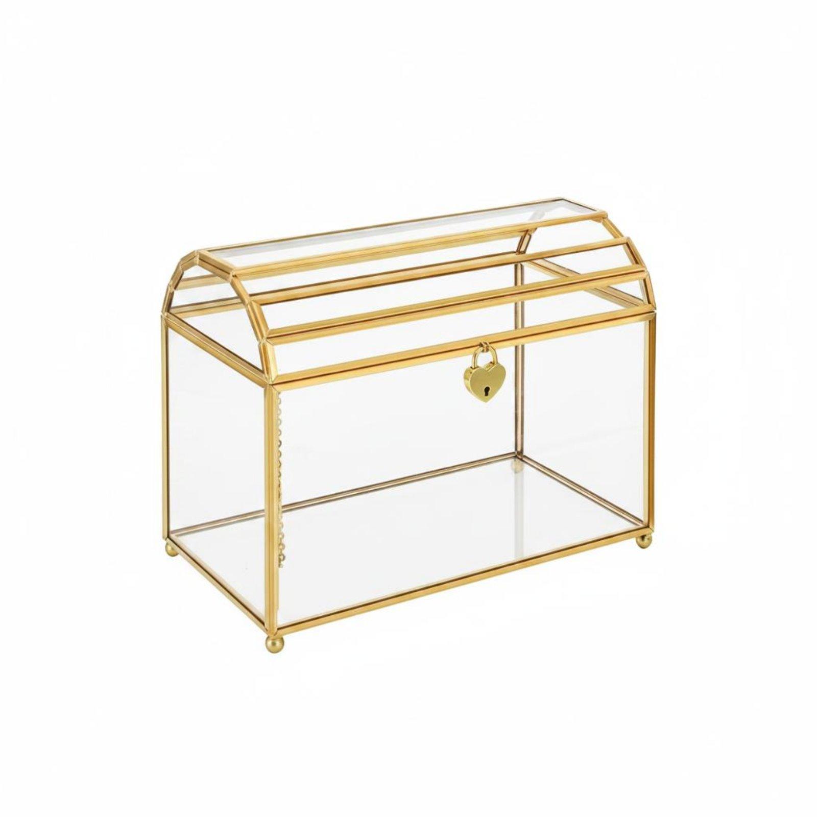 Wedding Card Box - Elegante glazen trouwkaartenhouder met slot, displaykast