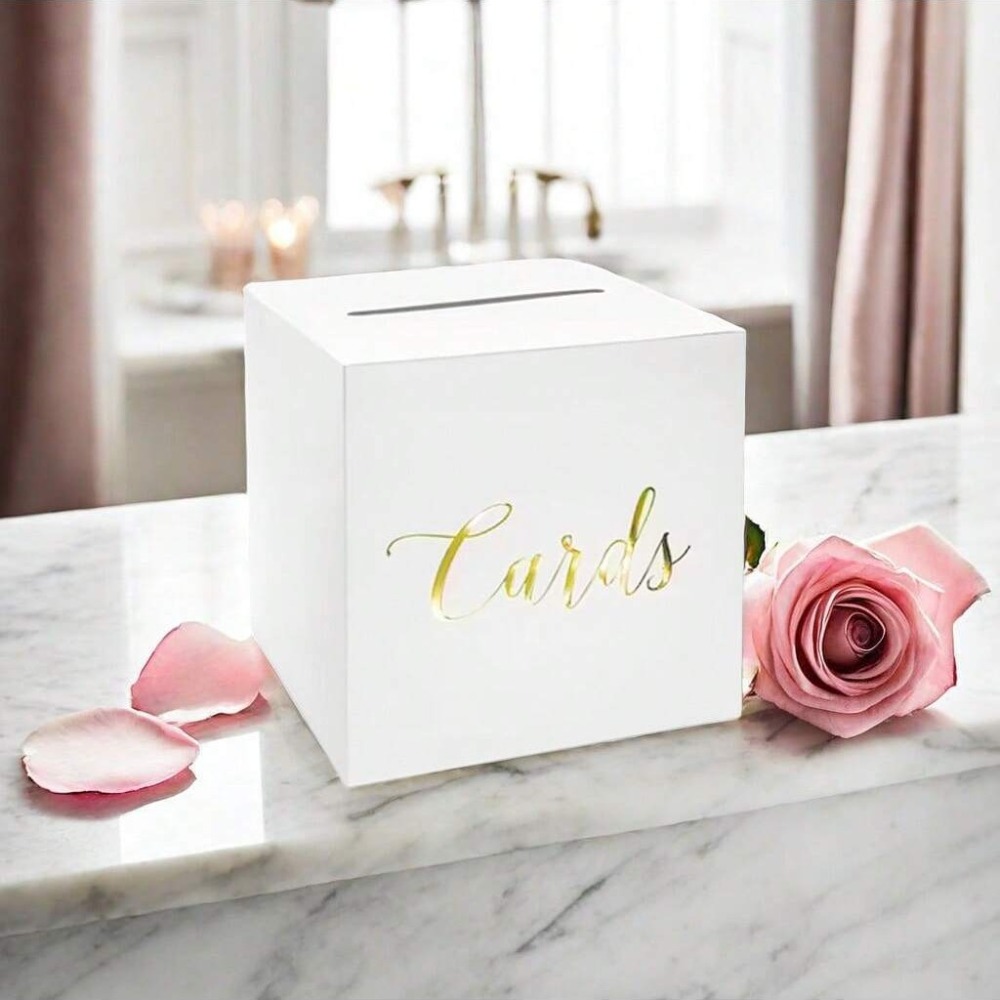 Creatieve witte zwarte trouwka - Wedding Card Box recensie en prijs